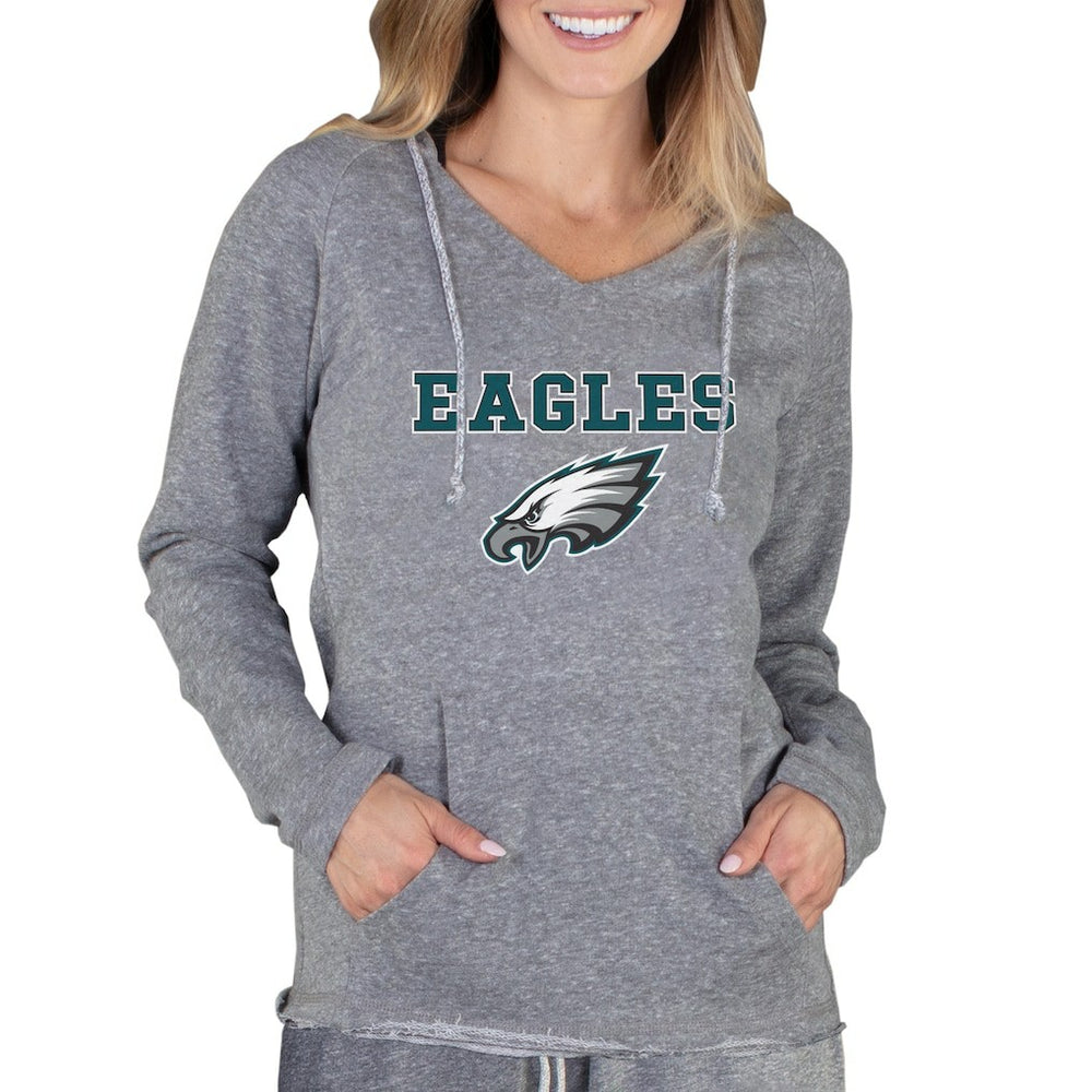 Philadelphia Eagles Concepts Sport Women's Mainstream Tri-Blend Raglan Hoodie V-Neck Top Gray - NFL