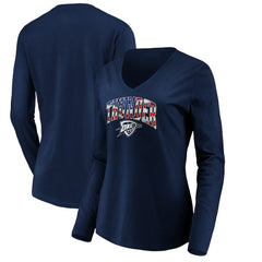 NBA - Oklahoma City Thunder Women's Banner Wave V-Neck Long Sleeve T-Shirt - Navy