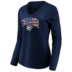 NBA - Oklahoma City Thunder Women's Banner Wave V-Neck Long Sleeve T-Shirt - Navy