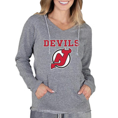 New Jersey Devils - Concepts Sport Women's Mainstream Terry Tri-Blend Long Sleeve Hooded Top Gray