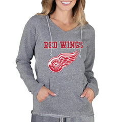 Detroit Red Wings - Concepts Sport Women's Mainstream Terry Tri-Blend Long Sleeve Hooded Top Gray