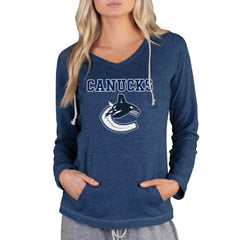 Vancouver Canucks - Concepts Sport Women's Mainstream Terry Tri-Blend Long Sleeve Hooded Top Navy