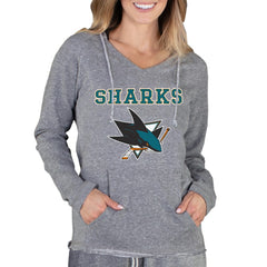 San Jose Sharks - Concepts Sport Women's Mainstream Terry Tri-Blend Long Sleeve Hooded Top Gray