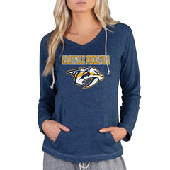 Nashville Predators - Concepts Sport Women's Mainstream Terry Tri-Blend Long Sleeve Hooded Top Navy