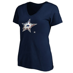 Dallas Stars - Women's Banner Wave Logo V-Neck T-Shirt T-Shirt Navy