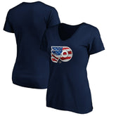 Philadelphia Flyers - Women's Banner Wave Logo V-Neck T-Shirt T-Shirt Navy