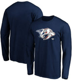 Nashville Predators - Banner Wave Logo Long Sleeve T-Shirt Navy