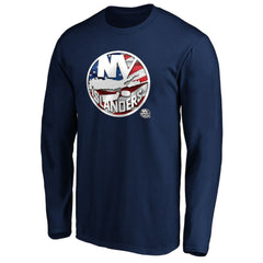 New York Islanders - Banner Wave Logo Long Sleeve T-Shirt Navy