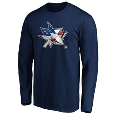 San Jose Sharks - Banner Wave Logo Long Sleeve T-Shirt Navy