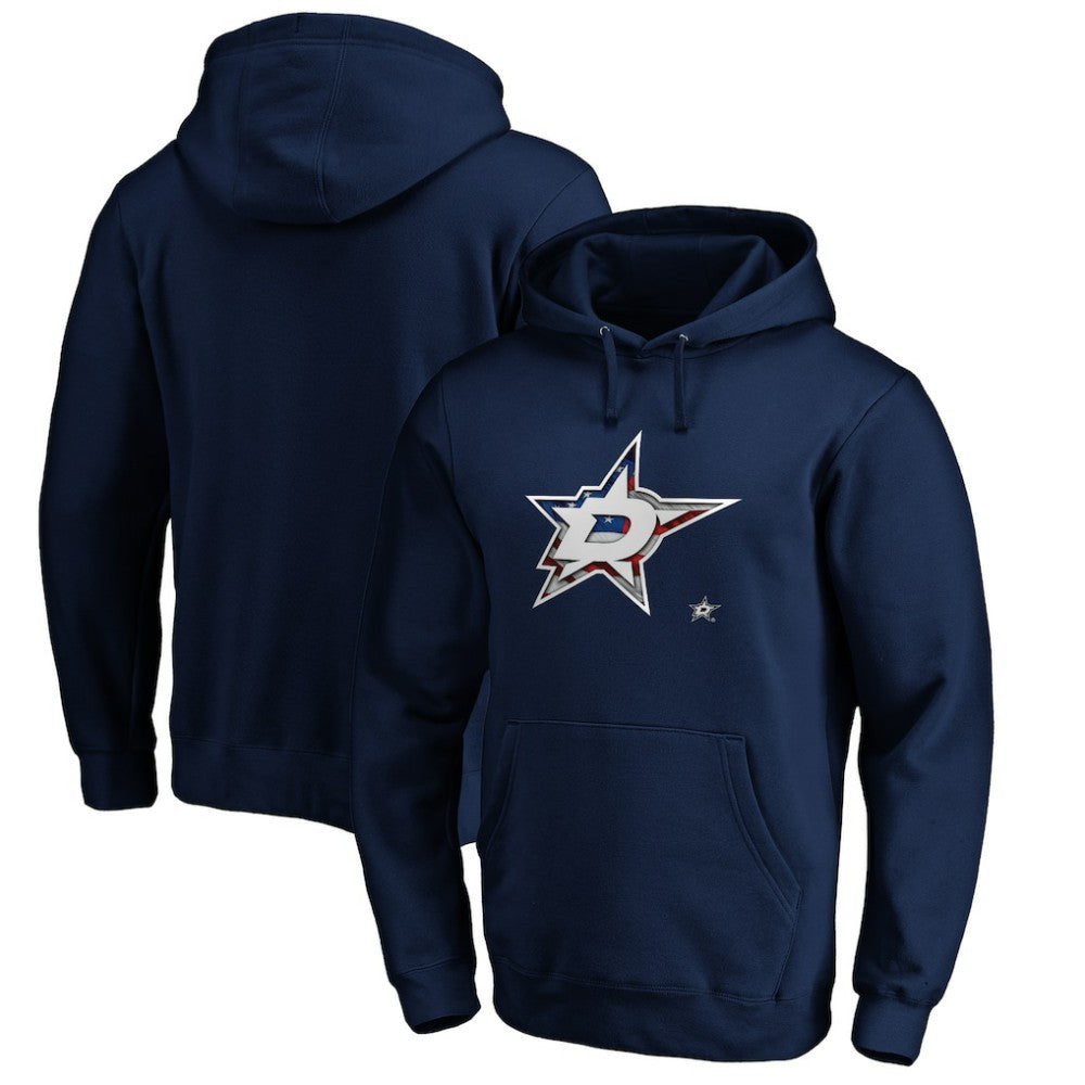 Dallas Stars - Banner Wave Logo Pullover Hoodie Navy