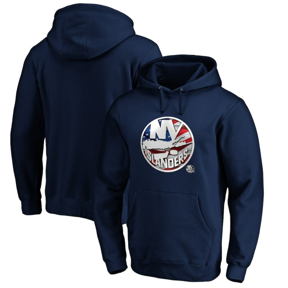 New York Islanders - Banner Wave Logo Pullover Hoodie Navy