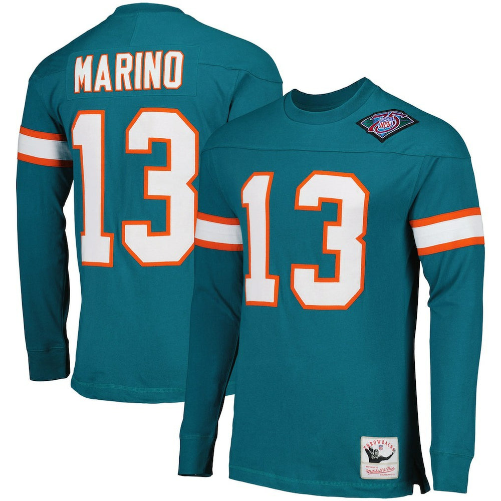 Dan Marino Miami Dolphins Throwback Retired Player Name & Number Long Sleeve Top Aqua - Mitchell & Ness