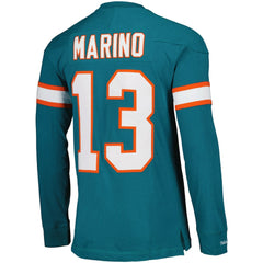Dan Marino Miami Dolphins Throwback Retired Player Name & Number Long Sleeve Top Aqua - Mitchell & Ness