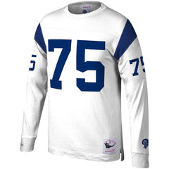 Deacon Jones Los Angeles Rams Throwback Retired Player Name & Number Long Sleeve Top White - Mitchell & Ness