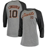 Evan Longoria San Francisco Giants 5th & Ocean by New Era Women's Script Name & Number Raglan Tri-Blend 3/4-Sleeve T-Shirt discount