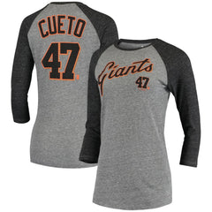 Johnny Cueto San Francisco Giants 5th & Ocean by New Era Women's Script Name & Number Raglan Tri-Blend 3/4-Sleeve T-Shirt Near Me