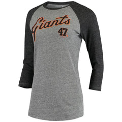 Johnny Cueto San Francisco Giants 5th & Ocean by New Era Women's Script Name & Number Raglan Tri-Blend 3/4-Sleeve T-Shirt Near Me