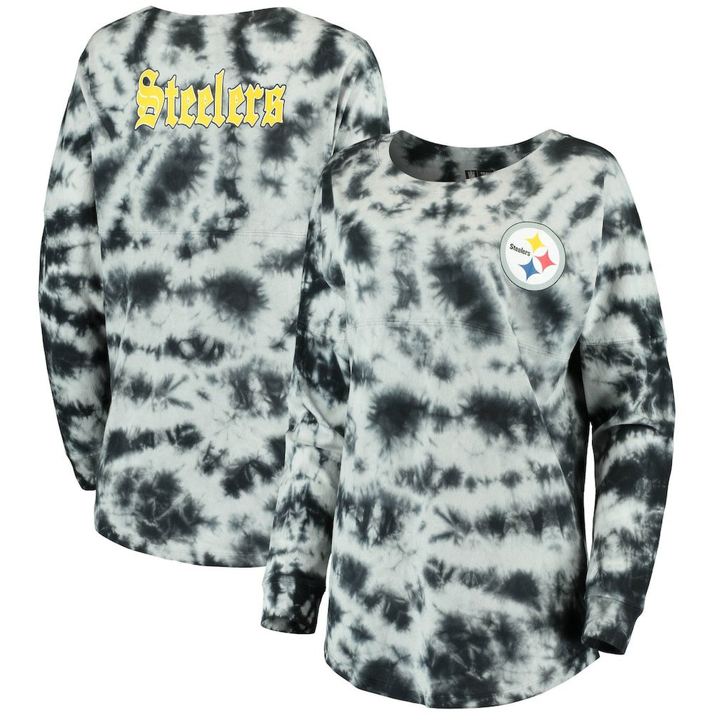 Pittsburgh Steelers New Era Women's Tie-Dye Long Sleeve T-Shirt Black - NFL