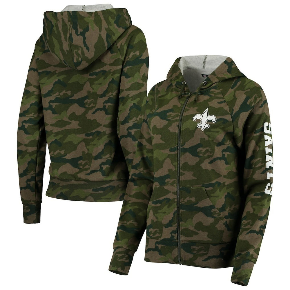New Orleans Saints New Era Women's Raglan Full-Zip Hoodie Camo - NFL