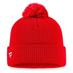 Chicago Blackhawks Fanatics Primary Logo Cuffed Knit Hat with Pom Red
