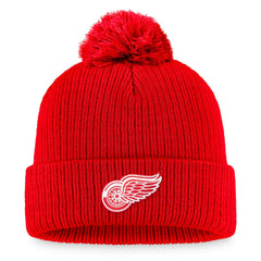 Detroit Red Wings - Fanatics Primary Logo Cuffed Knit Hat with Pom Red