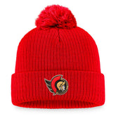 Ottawa Senators - Fanatics Core Primary Logo Cuffed Knit Hat with Pom Red