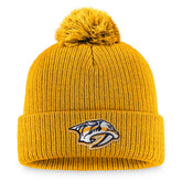 Nashville Predators - Fanatics Primary Logo Cuffed Knit Hat with Pom Gold