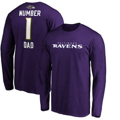 Baltimore Ravens #1 Dad Long Sleeve Team Logo T-Shirt Purple - NFL