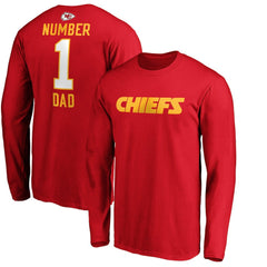 Kansas City Chiefs #1 Dad Long Sleeve Team Logo T-Shirt Red - NFL