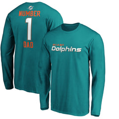 Miami Dolphins #1 Dad Long Sleeve Team Logo T-Shirt Aqua - NFL