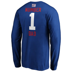 New York Giants #1 Dad Long Sleeve Team Logo T-Shirt Royal - NFL