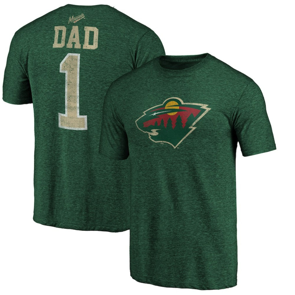 Minnesota Wild - Greatest Dad Tri-Blend T-Shirt Green