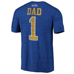 St. Louis Blues - Greatest Dad Tri-Blend T-Shirt Blue
