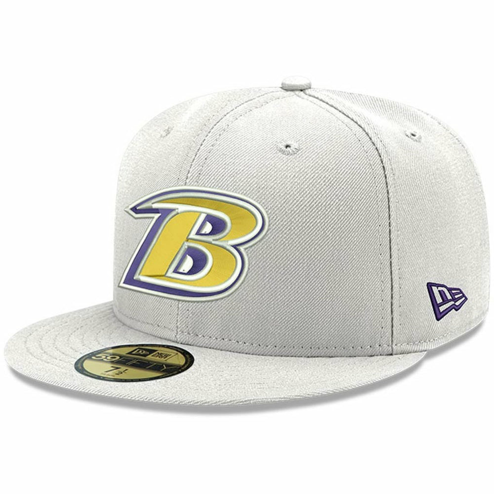 Baltimore Ravens New Era Omaha Lettermark 59FIFTY Fitted Hat White - NFL