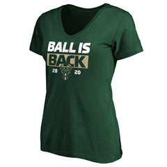 NBA - Milwaukee Bucks Women's Ball Is Back V-Neck T-Shirt - Green