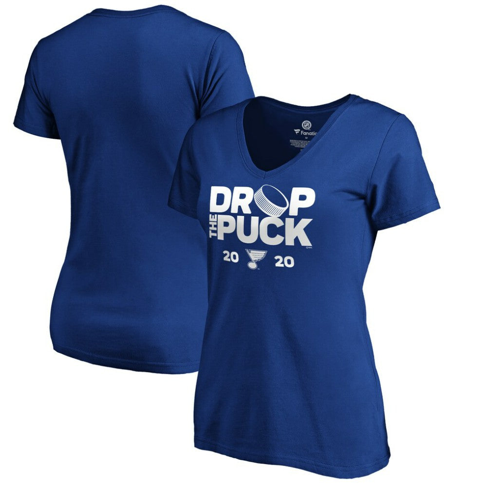 St. Louis Blues - Women's Drop the Puck V-Neck T-Shirt Royal