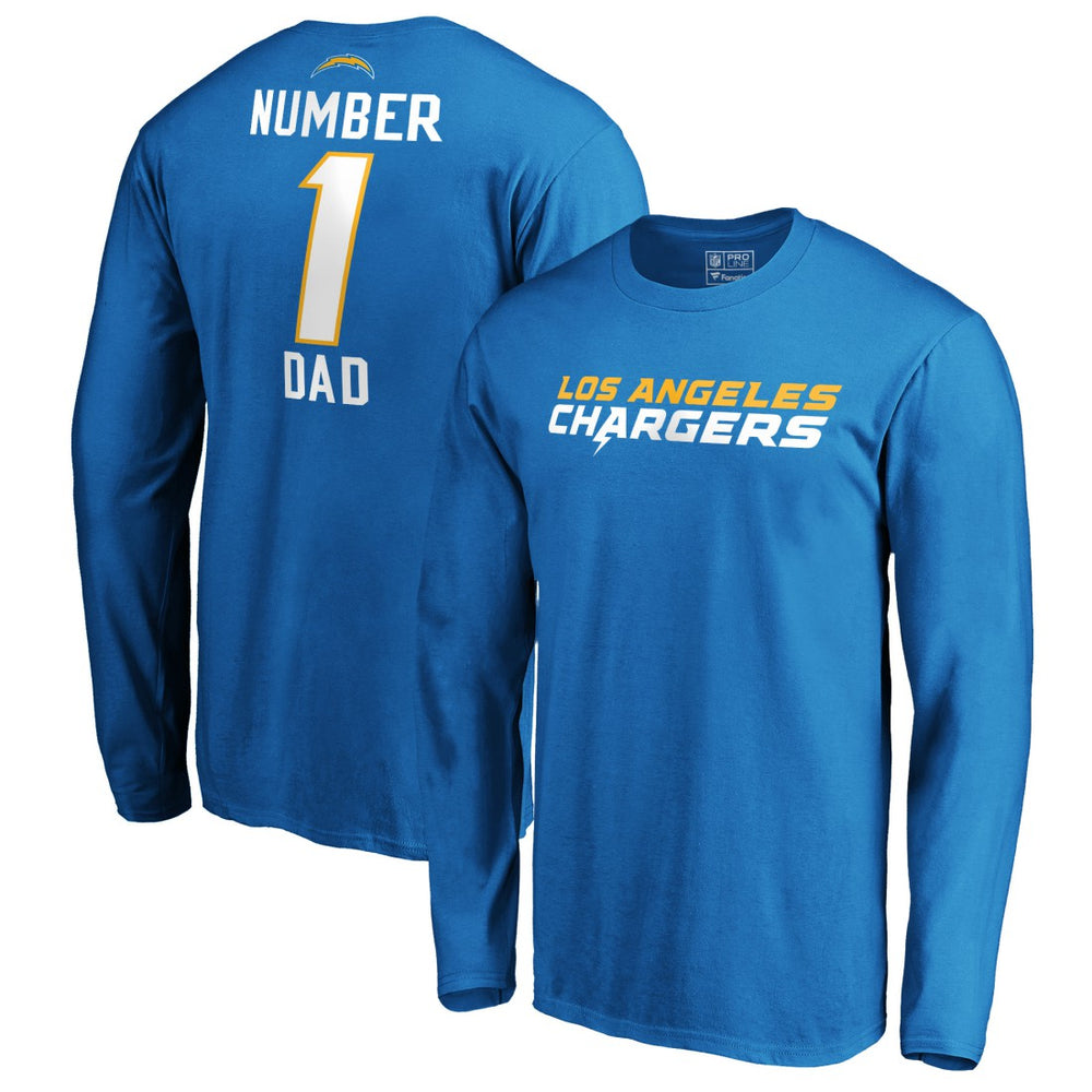Los Angeles Chargers #1 Dad Long Sleeve Team Logo T-Shirt Light Blue - NFL