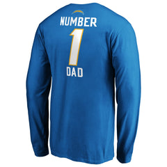 Los Angeles Chargers #1 Dad Long Sleeve Team Logo T-Shirt Light Blue - NFL