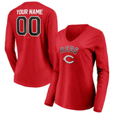 Cincinnati Reds Women's Personalized Winning Streak Name & Number Long Sleeve V-Neck T-Shirt for sale