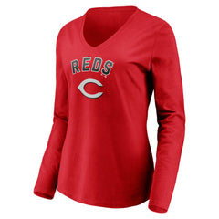 Cincinnati Reds Women's Personalized Winning Streak Name & Number Long Sleeve V-Neck T-Shirt for sale