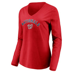 Washington Nationals Women's Personalized Winning Streak Name & Number Long Sleeve V-Neck T-Shirt discount