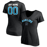 Miami Marlins Women's Personalized Winning Streak Name & Number V-Neck T-Shirt Lifestyle