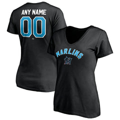 Miami Marlins Women's Personalized Winning Streak Name & Number V-Neck T-Shirt Lifestyle