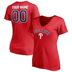 Philadelphia Phillies Women's Personalized Winning Streak Name & Number V-Neck T-Shirt for sale