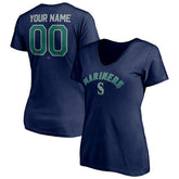 Seattle Mariners Women's Personalized Winning Streak Name & Number V-Neck T-Shirt On Sale