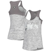 Las Vegas Raiders New Era Women's Space Dye Racerback Scoop Neck Tank Top Silver/Black - NFL