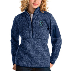Seattle Kraken Antigua Women's Fortune Half-Zip Sweatshirt Heather Navy
