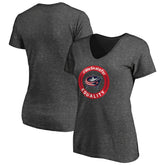 Columbus Blue Jackets - Women's #WeSkateFor V-Neck T-Shirt Heather Gray