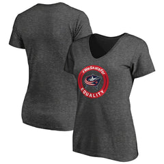Columbus Blue Jackets - Women's #WeSkateFor V-Neck T-Shirt Heather Gray