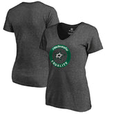 Dallas Stars - Women's #WeSkateFor V-Neck T-Shirt Heather Gray